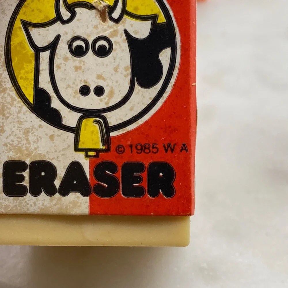 Vintage Orange Juice Carton PENCIL SHARPENER & MILK ERASER 1985 Taiwan Novelty
